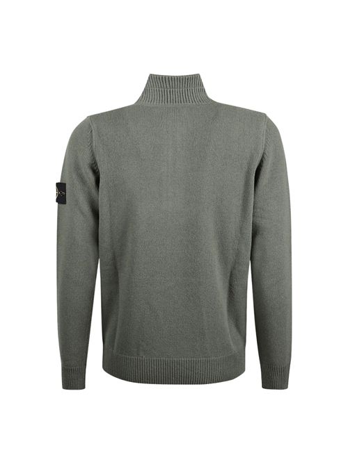 Maglione 5100040 in misto lana con zip e bottoni Green STONE ISLAND | 5100040S00A3V0054